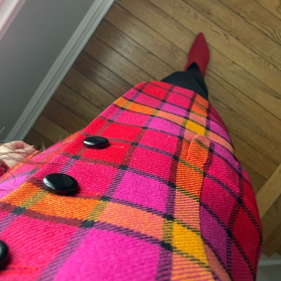 Escada By Margaretha Ley Red Plaid Notch Lapel Long Sleeve Wool Blazer s… - Picture 6 of 12